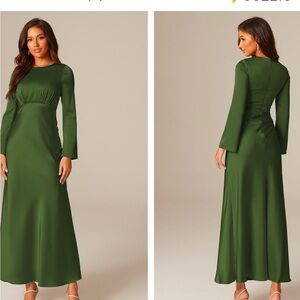 Elegant Green Long Sleeve Dress